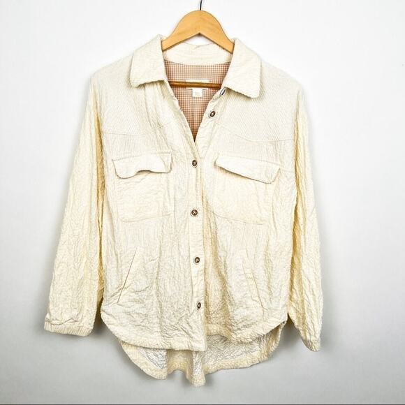 Anthropologie Maeve beige white cord shirt jacket corduroy shacket small - Picture 3 of 8